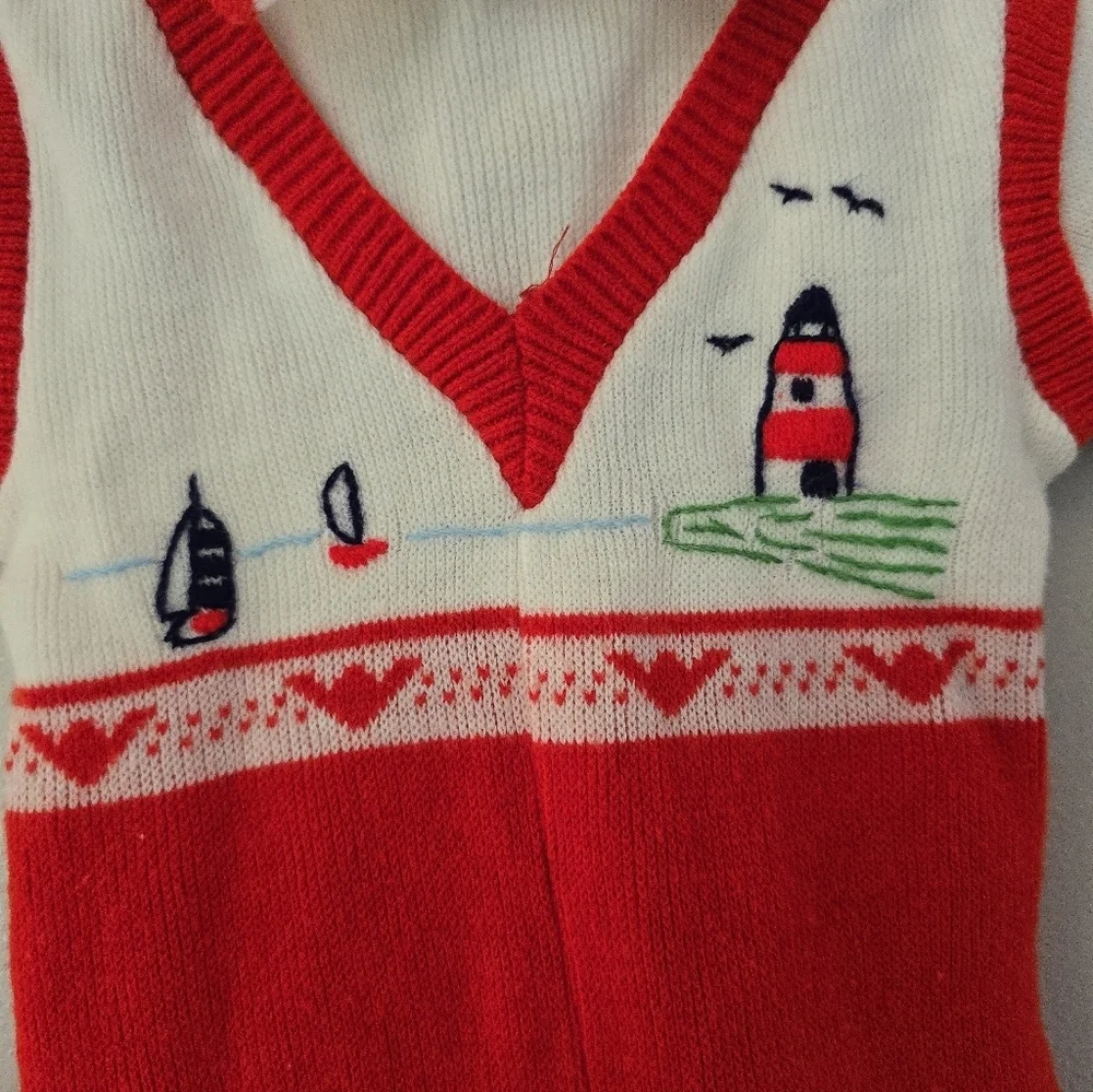 Vintage 1970-80 A Little Angel Original One Piece Nautical Lighthouse Boats 6-9m